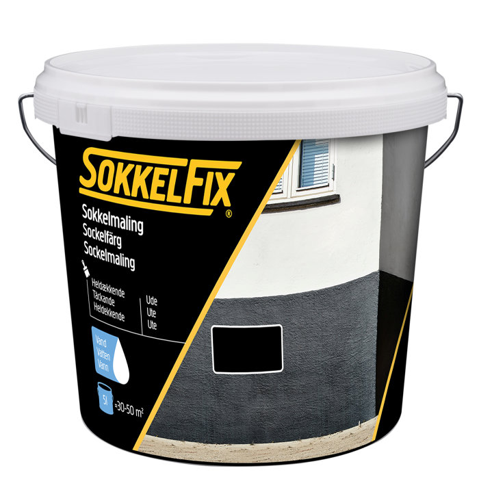 Sokkelmaling vannbasert svart 5 liter - Sokkelfix